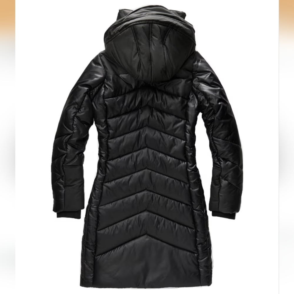 G-Star RAW Alaska HDD Long Puffer Jacket Women’s Size Small Black Hooded Coat - Picture 2 of 15